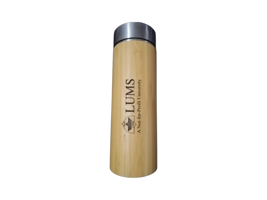 Custom engraved bamboo water bottle for sustainable corporate gifting