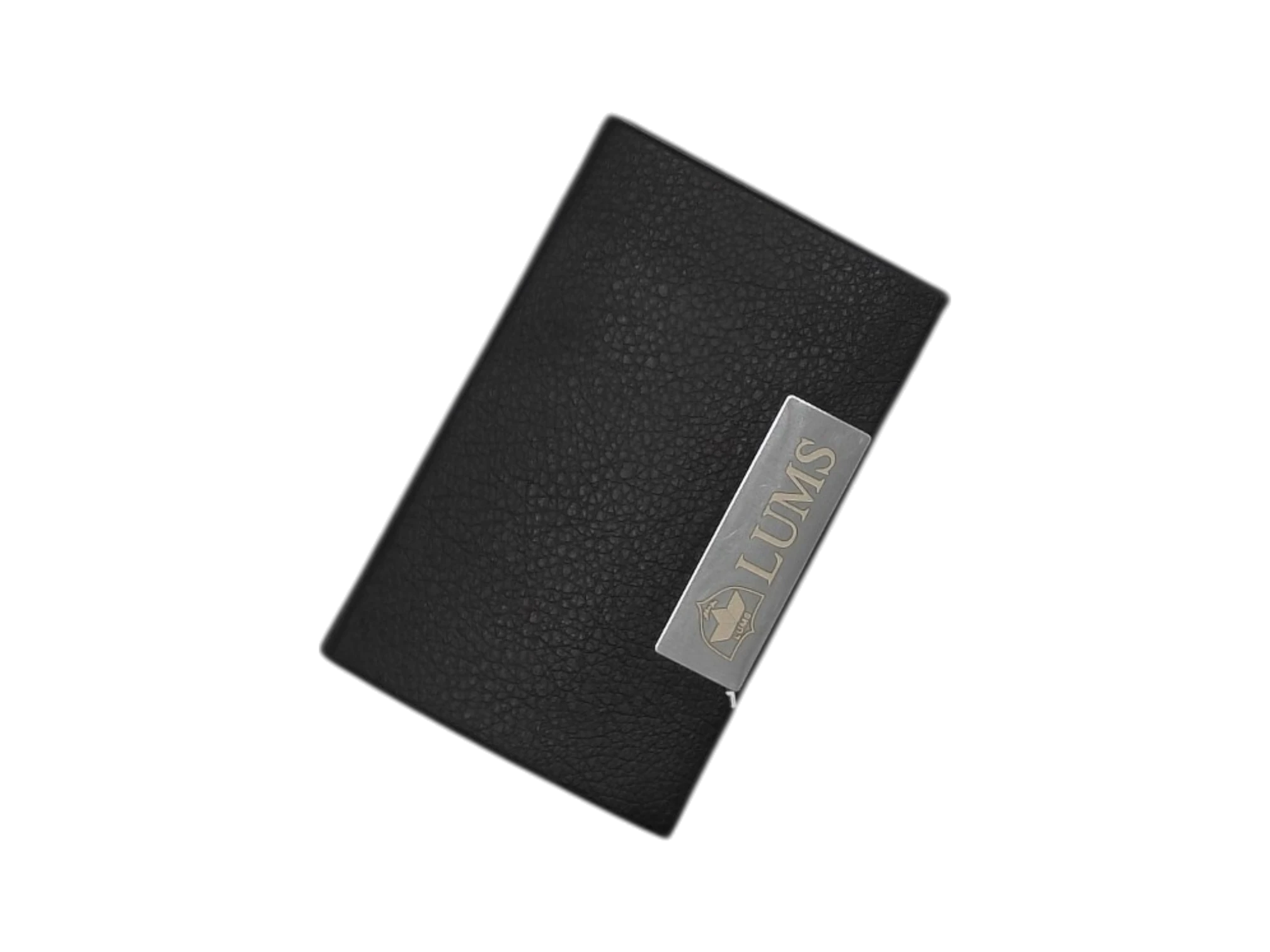 Black Leather Card Holder with Silver Clasp