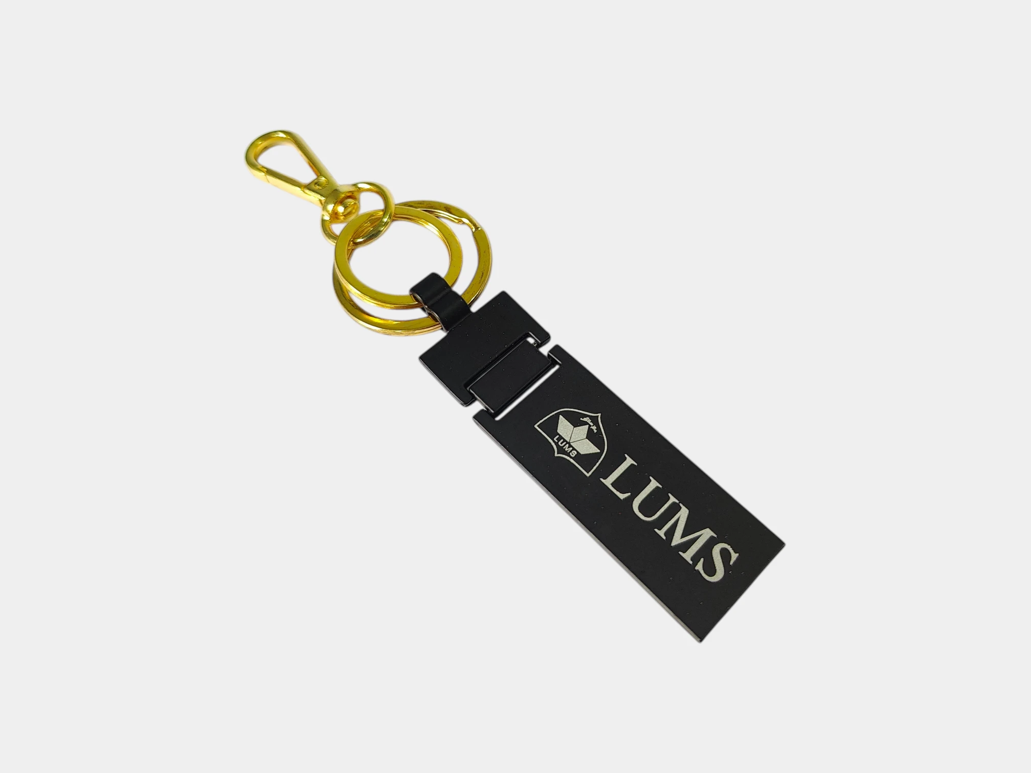 Luxury black metal bar keychain gold lobster clasp custom engraving