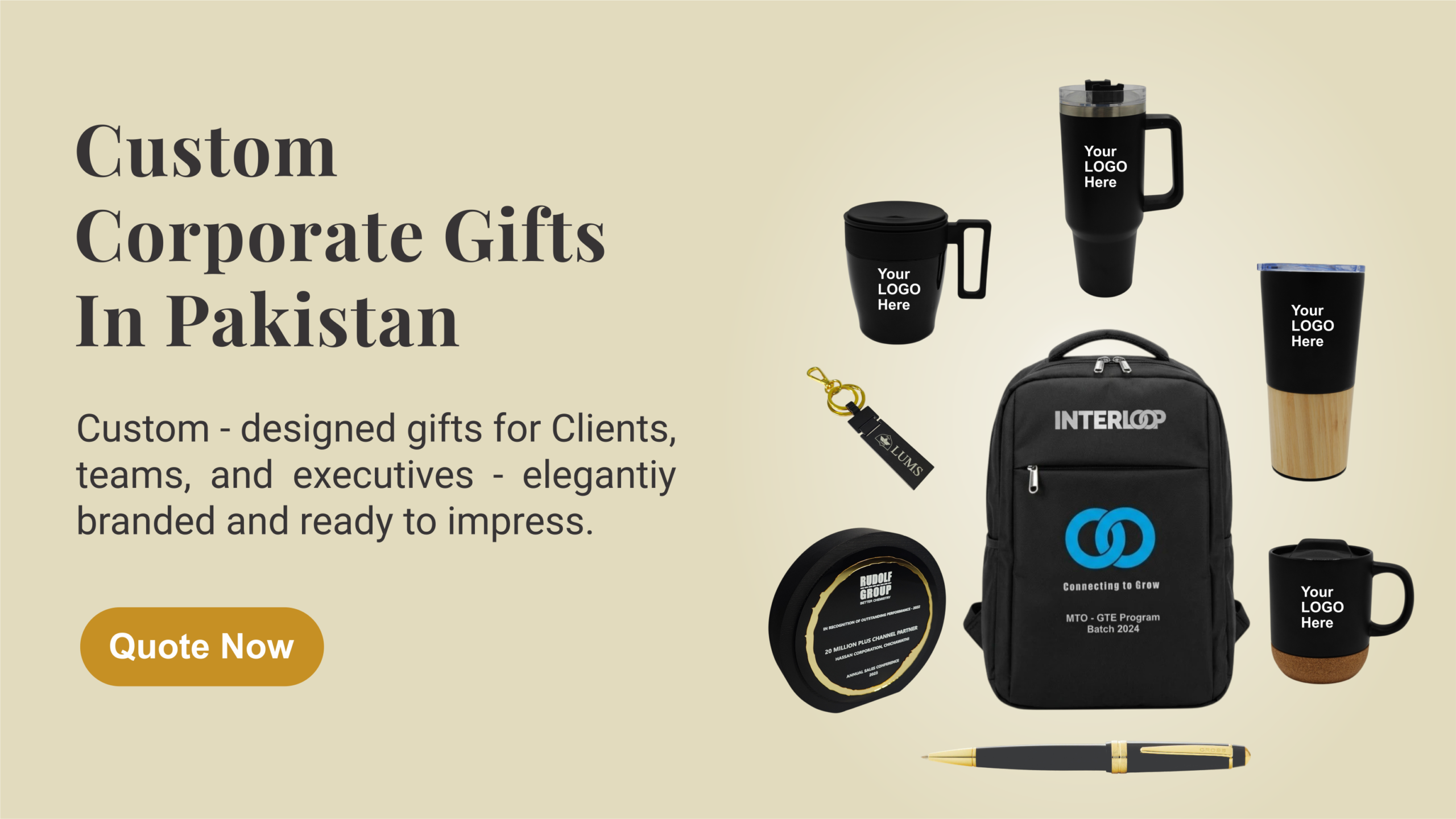 main in this image shows differnet custom corporate products