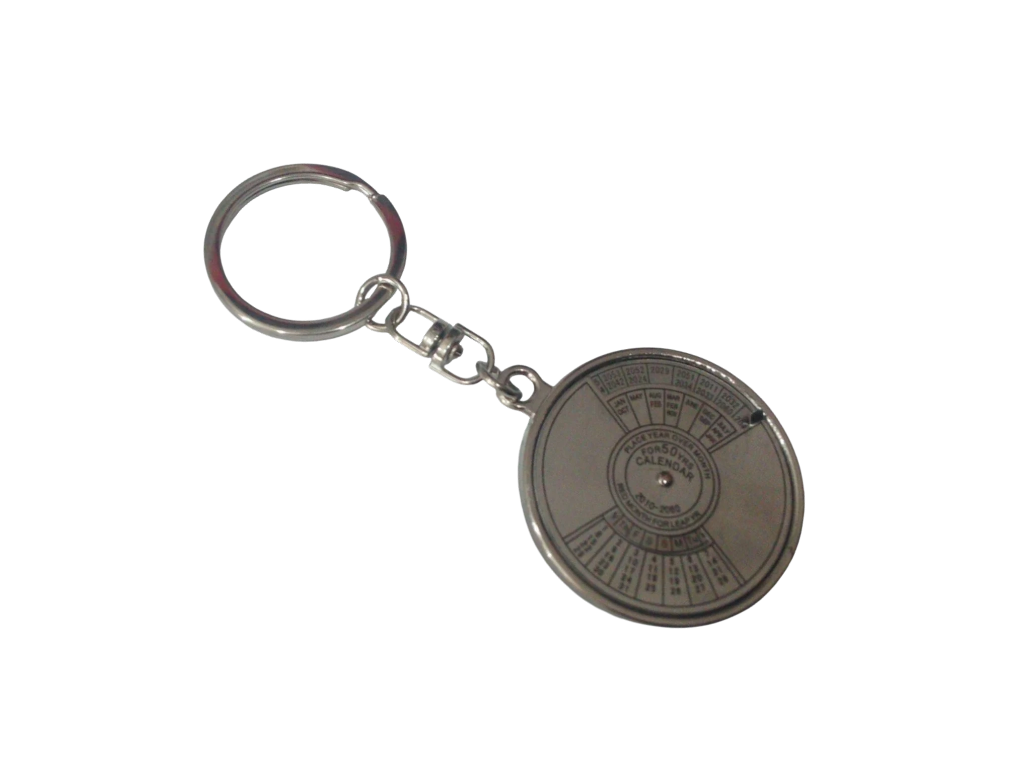 Silver metal 50-year perpetual calendar keychain corporate gift