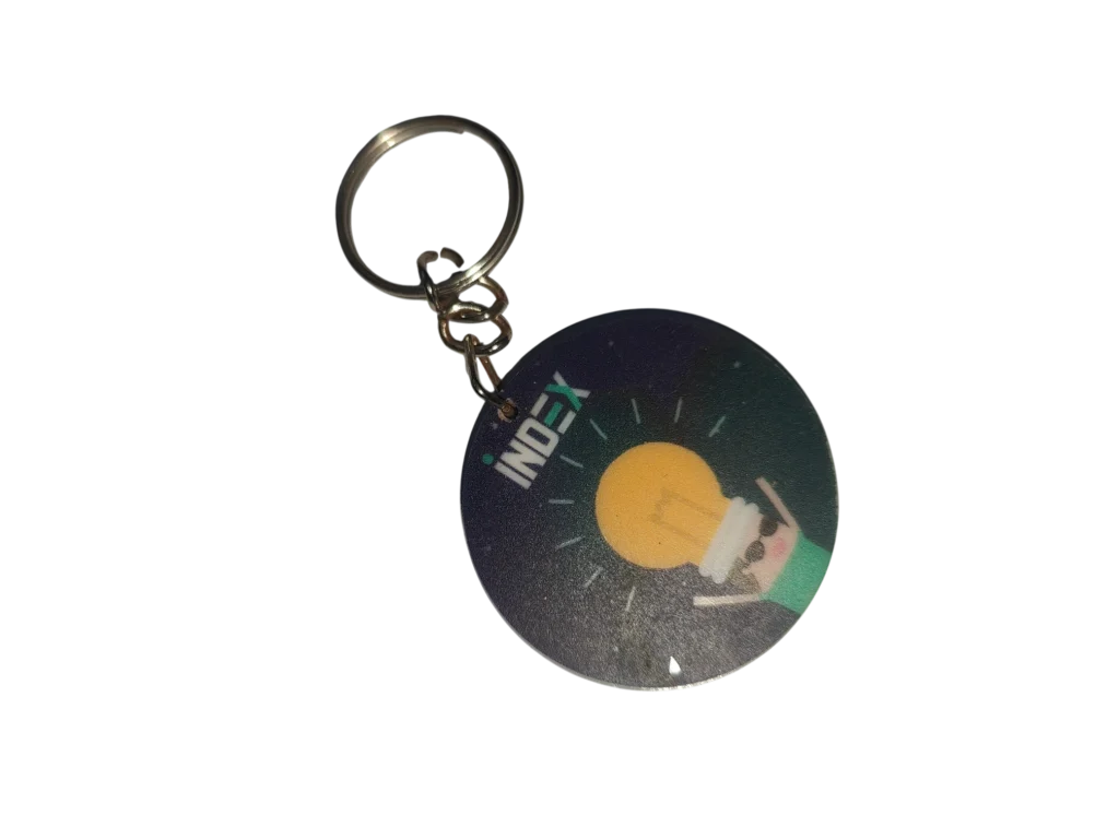 Round custom logo printed acrylic keychain for businesses