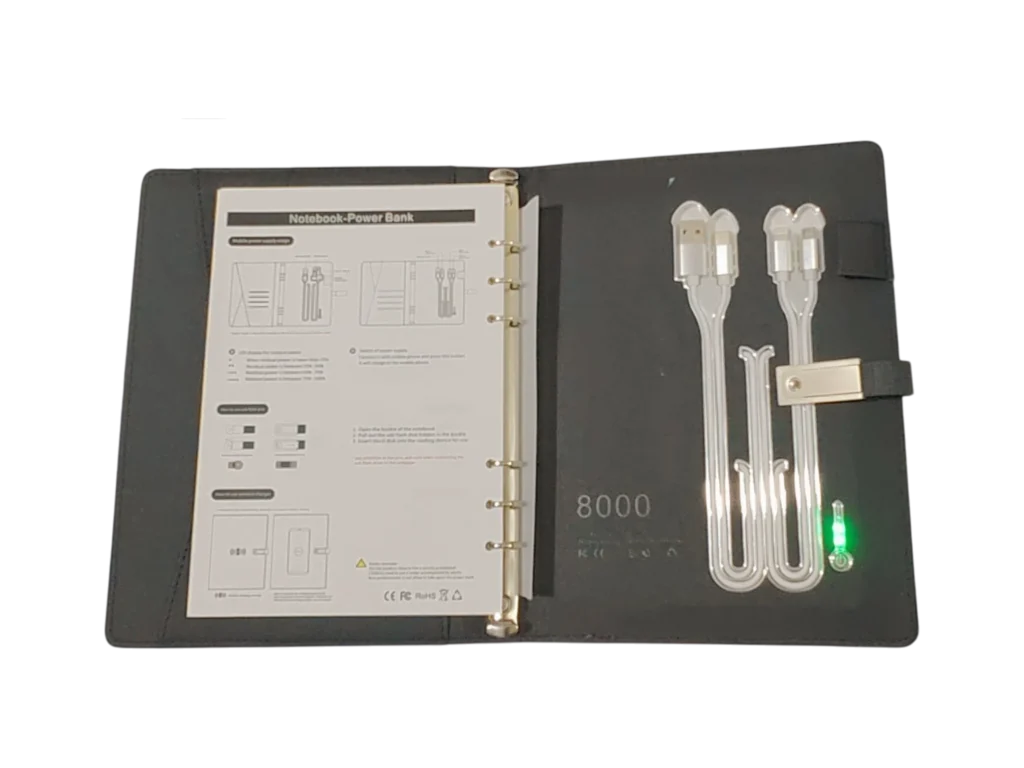 Smart tech corporate notebook with wireless charging and power bank branded for Pakistan@75 LSE LUMS conference gifting