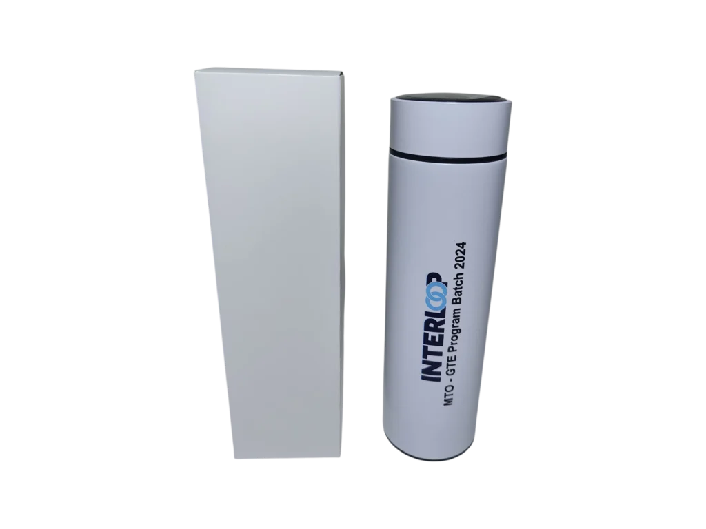 White custom logo smart temperature display flask with gift box for corporate events