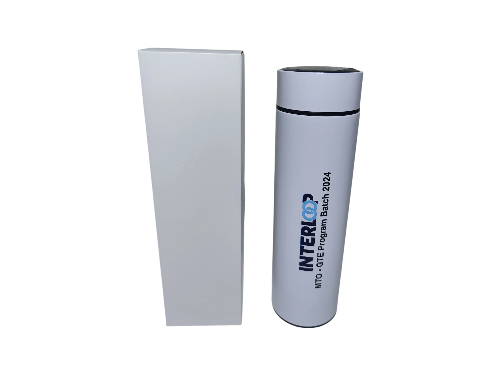 White custom logo smart temperature display flask with gift box for corporate events