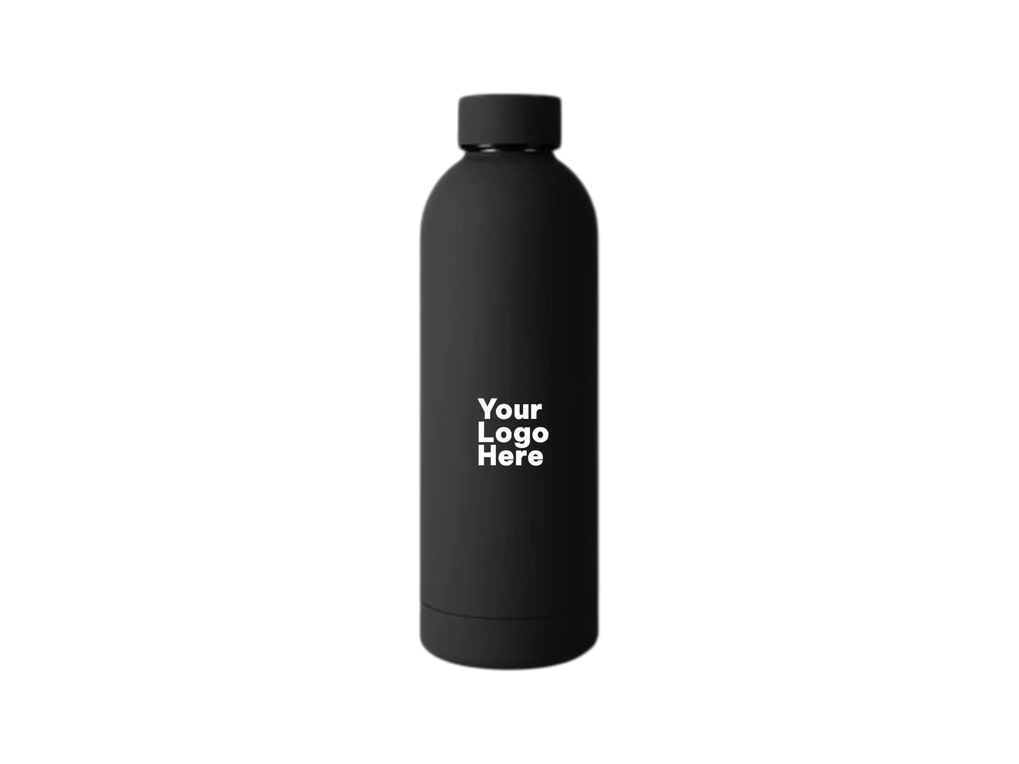 Matte black custom logo thermal flask for corporate branding and promotional gifting