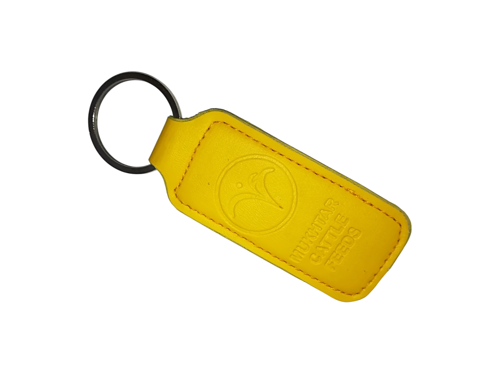 Yellow embossed leather keychain bulk order custom logo branding